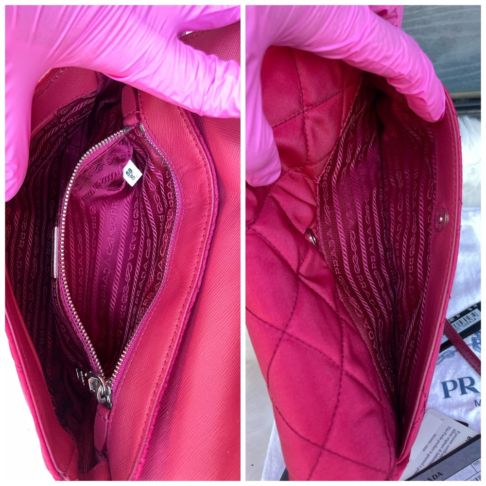 Authentic PRADA Tessuto Impuntu Shoulder Bag Pink Nylon - Picture 12 of 17